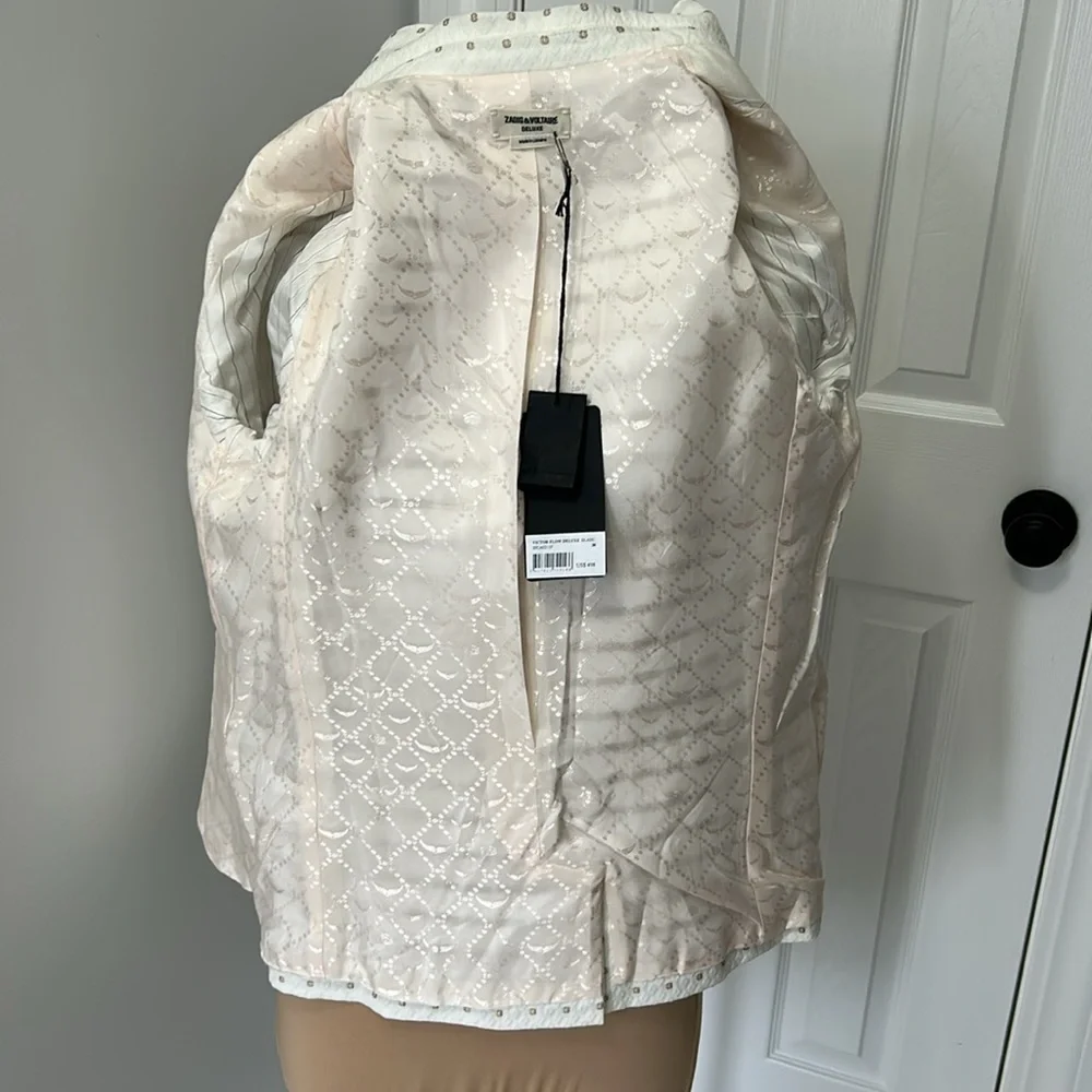 Zadig & Voltaire Deluxe Victor Flow Textured Cream Blazer - Picture 11 of 14